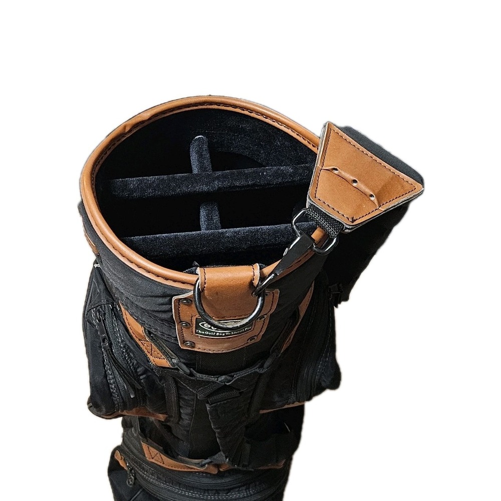 Burton Golf Bag Carry Bag Mens Large Black Brown Leather Trim 6-Way Vintage